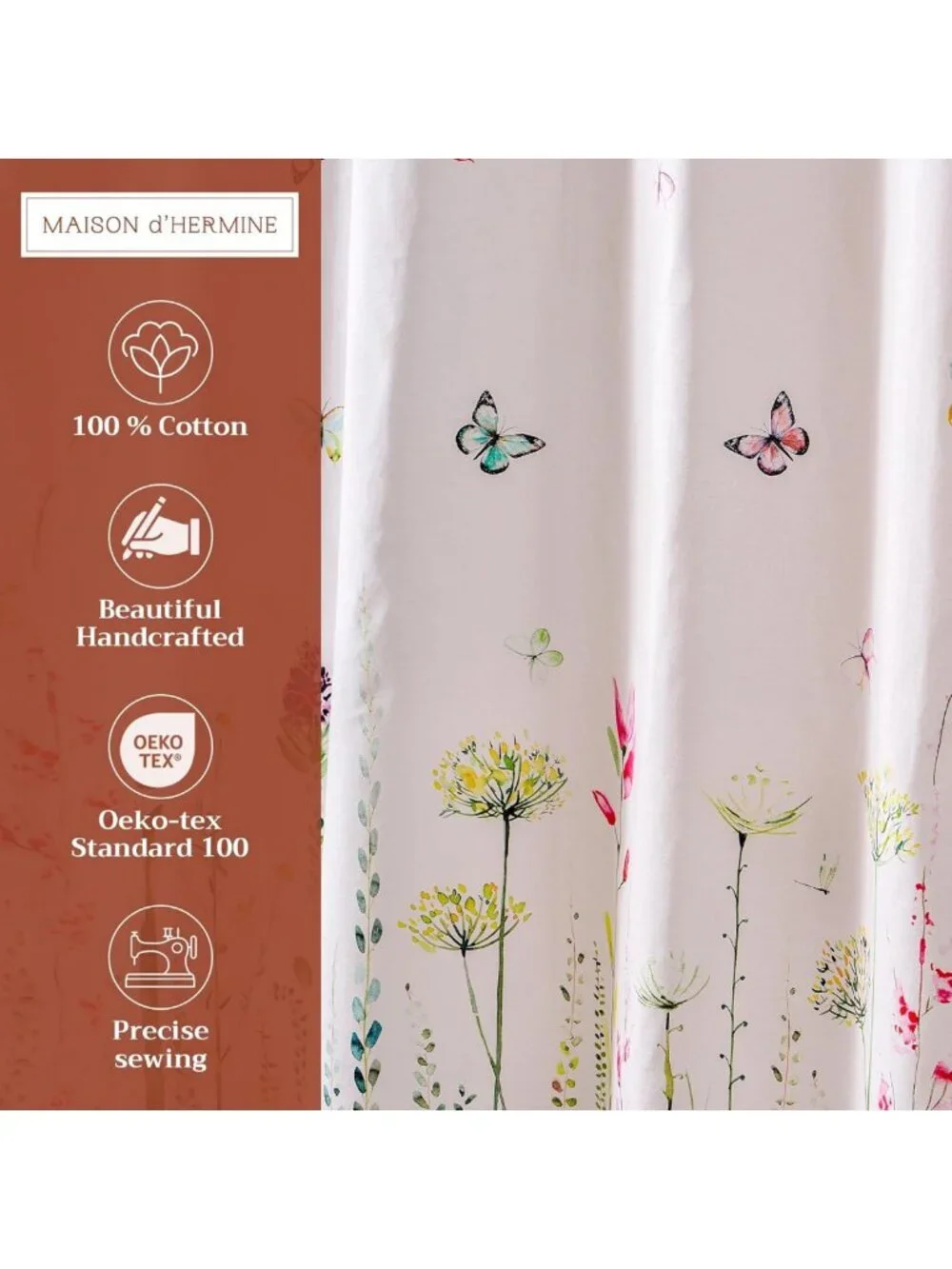 Botanical 100% Cotton Shower Curtain 70